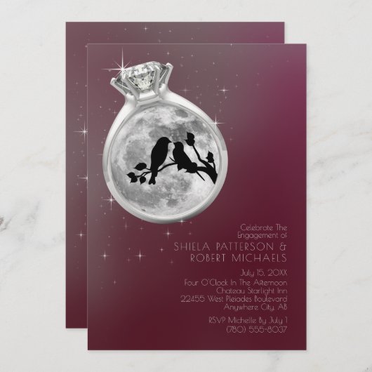 婚約お祝いへのご招待 招待状 (正面/裏面)