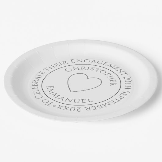 婚約お祝いパーティー紙プレート ペーパープレート (アングル)