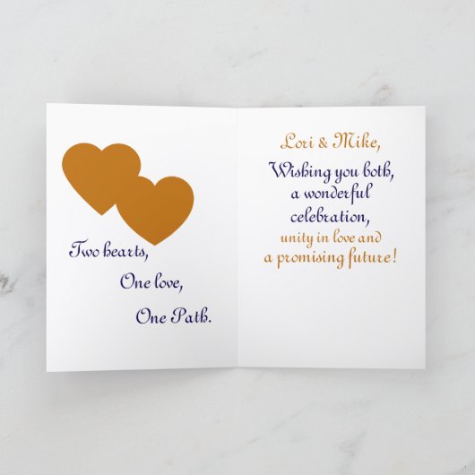 婚約お祝い、折り畳みグリーティングカード カード (内部)