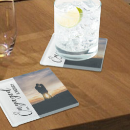 婚約したおよびメリーカップル写真 ガラスコースター