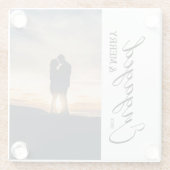 婚約したおよびメリーカップル写真 ガラスコースター (裏面)