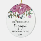 婚約したか結婚したなバラのエレガントな初めてのクリスマス セラミックオーナメント (左)