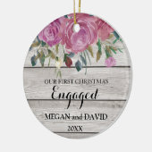 婚約したか結婚したな素朴でシックな初めてのクリスマス セラミックオーナメント (左)