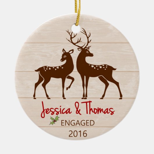 婚約したでパーソナライズなオーナメント セラミックオーナメント (正面)