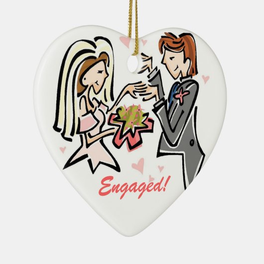 婚約したなカスタマイズ結婚の記念品 セラミックオーナメント (右)