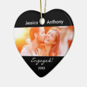 婚約したなクリスマスの写真のオーナメント セラミックオーナメント (左)