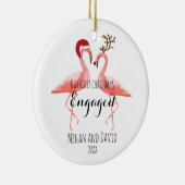 婚約したな初めてのクリスマスか結婚したでおもしろいなフラミンゴ セラミックオーナメント (右)