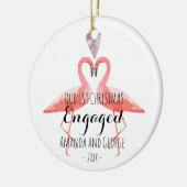 婚約したな初めてのクリスマスか結婚したなフラミンゴ セラミックオーナメント (左)