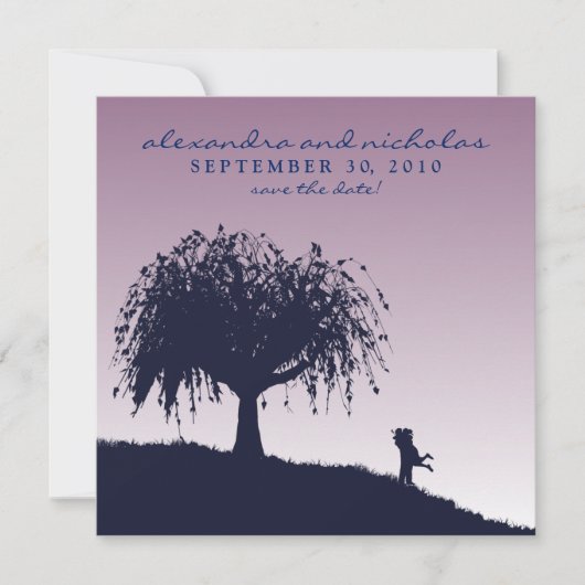 婚約したな容認のセーブ・ザ・デート案内: 紫色 セーブザデート (正面)