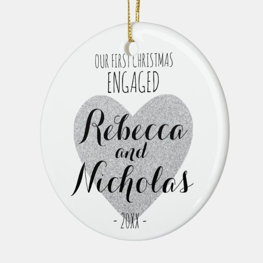 婚約したな私達の初めてのクリスマスはまたは一緒に飾ります セラミックオーナメント (左)