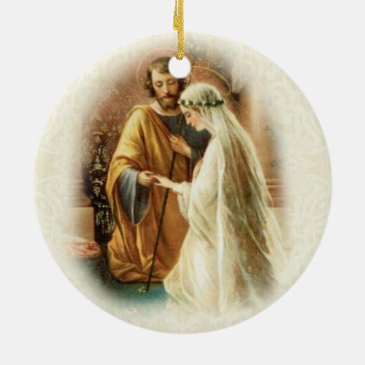 婚約したな聖母マリア賛美されたセントジョーゼフの新婚者 セラミックオーナメント (裏面)