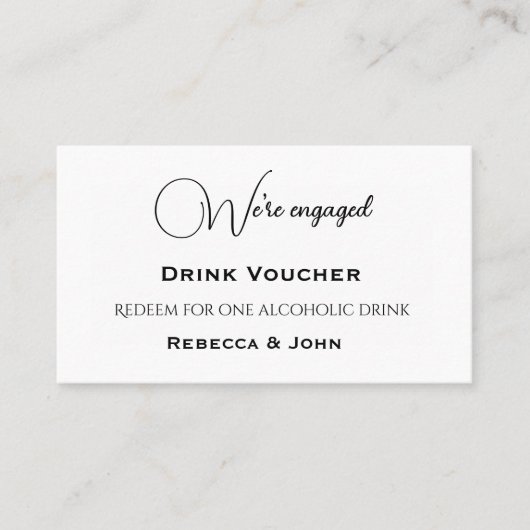 婚約したエレガントパーティードリンク伝票格納装置カード 名刺 (正面)