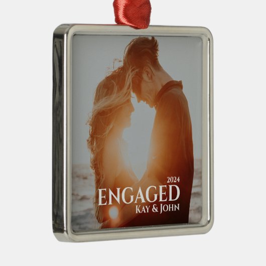 婚約したエレガントミニマルモダンPhoto メタルオーナメント (右)