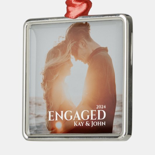 婚約したエレガントミニマルモダンPhoto メタルオーナメント (左)