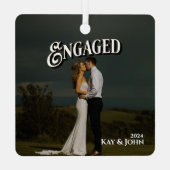婚約したエレガントミニマルモダンPhoto メタルオーナメント (裏面)