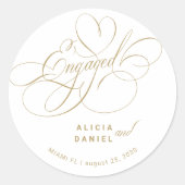 婚約したエレガント金ゴールド婚約パーティ ラウンドシール (正面)