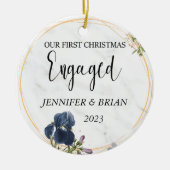 婚約したクリスマスオーナメント 初クリスマス婚約しました セラミックオーナメント (正面)