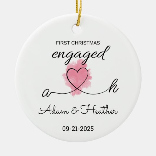 婚約したクリスマス装飾、初めてのクリスマス セラミックオーナメント (正面)