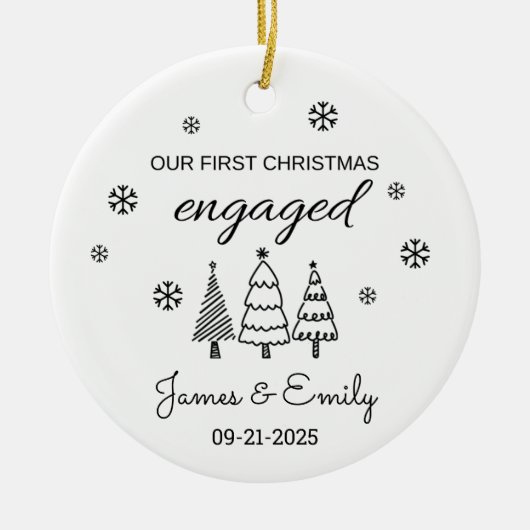 婚約したクリスマス装飾、初めてのクリスマス セラミックオーナメント (正面)