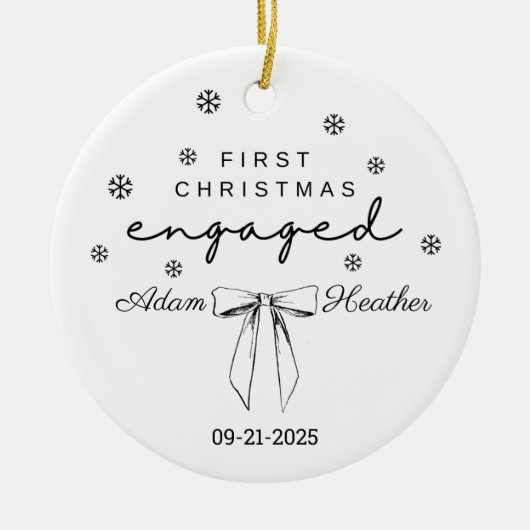 婚約したクリスマス装飾、初めてのクリスマス セラミックオーナメント (正面)