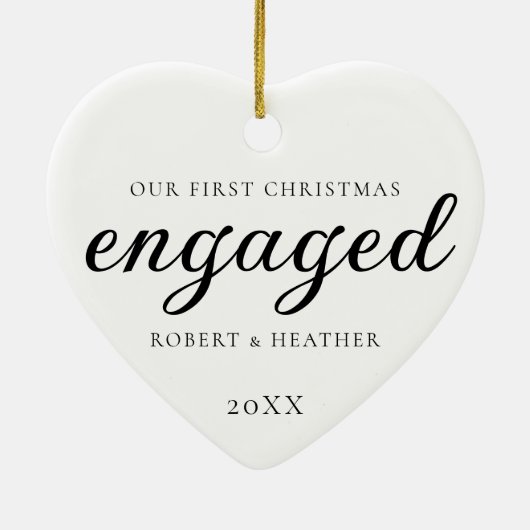 婚約したパーソナライズされた婚約 セラミックオーナメント (裏面)