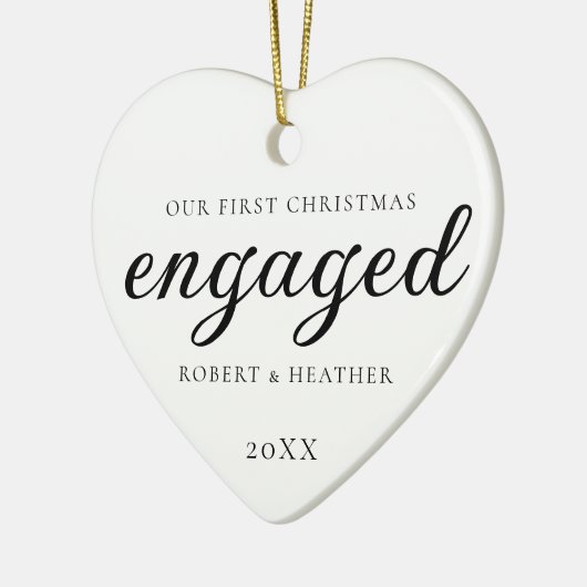 婚約したパーソナライズされた婚約 セラミックオーナメント (左)