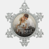 婚約したミニマルモダンPhoto スノーフレークピューターオーナメント (正面)