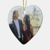 婚約した両面メリーハートカップル写真 セラミックオーナメント (左)