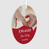 -婚約した名前、誕生日、写真の追加 オーナメント (正面)