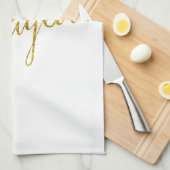 婚約した金ゴールドフェイクグリッター金属シークイン キッチンタオル (四つ折り)