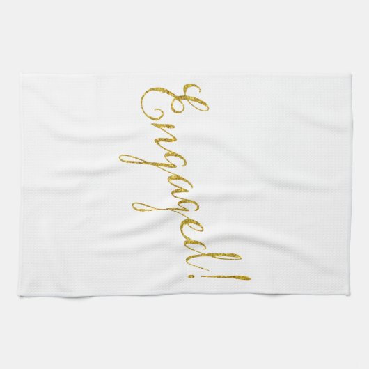 婚約した金ゴールドフェイクグリッター金属シークイン キッチンタオル (横)