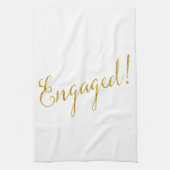 婚約した金ゴールドフェイクグリッター金属シークイン キッチンタオル (縦)