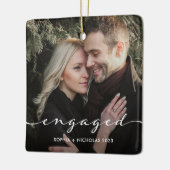 婚約した |スシンプルクリプトと2枚の写真 セラミックオーナメント (左)