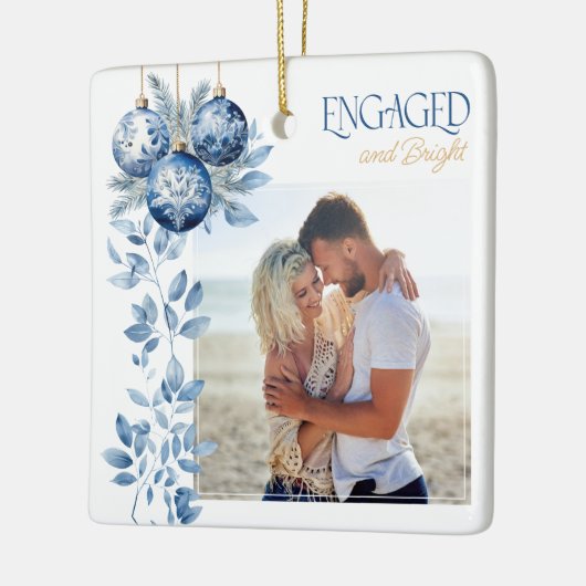 婚約した&ブライト2スクエア婚約写真 セラミックオーナメント (左)