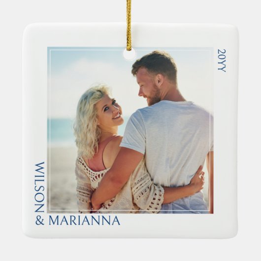 婚約した&ブライト2スクエア婚約写真 セラミックオーナメント (裏面)