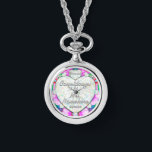 婚約した!結婚カウントダウン！姓を追加！日付！ 腕時計<br><div class="desc">私のデザイン数々のは背景に色の花！</div>