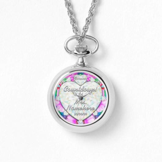 婚約した!結婚カウントダウン!姓を追加!日付! 腕時計 (正面)