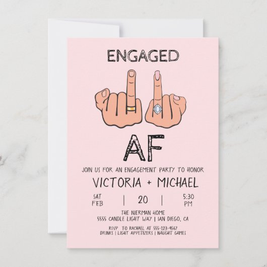 婚約したAFおもしろい婚約パーティ 招待状 (正面)