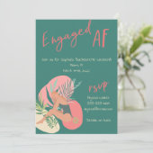 婚約したAFグリーン&ピンク夏バチェロレッテ 招待状 (スタンド正面)