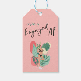 婚約したAFピンク&ブラックバチェロレッテブライダルシャワー ギフトタグ