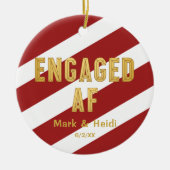 婚約したAFレおもしろいパーソナライズされたッド婚約 セラミックオーナメント (正面)