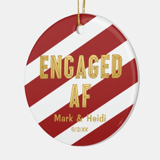 婚約したAFレおもしろいパーソナライズされたッド婚約 セラミックオーナメント (左)