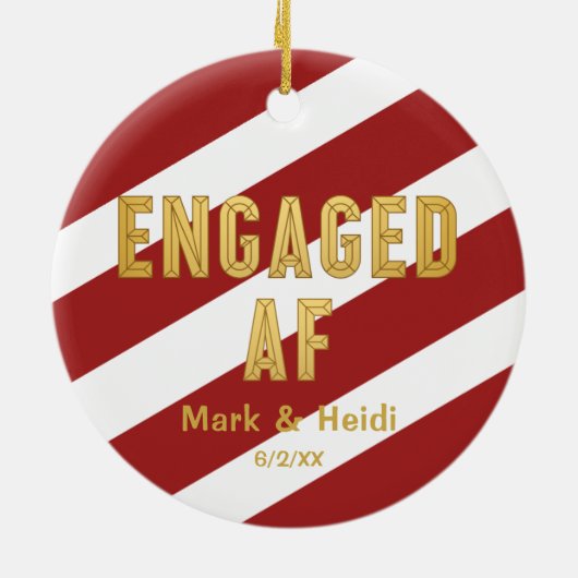 婚約したAFレおもしろいパーソナライズされたッド婚約 セラミックオーナメント (裏面)