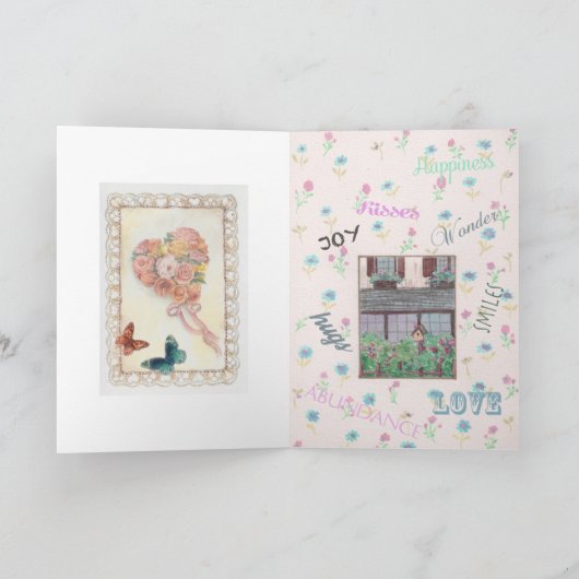 婚約のおめでとうの絶妙で夢みるようなアートワーク カード (内部)