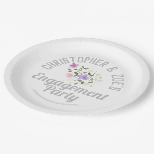 婚約のお祝いパーティー ペーパープレート (アングル)