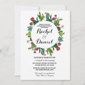 婚約のサボテンのフェスタのサボテンのカップルの招待 招待状 (正面)