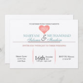 婚約のピンクを結婚するイスラム教のイスラム教のヴィンテージ 招待状 (正面/裏面)