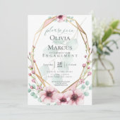 婚約の新鮮な春の花と葉 招待状 (スタンド正面)