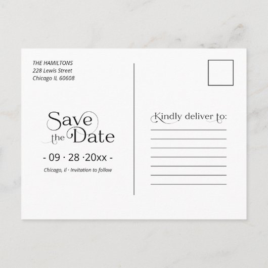 婚約の発表と写真の日付の保存 ポストカード (裏面)