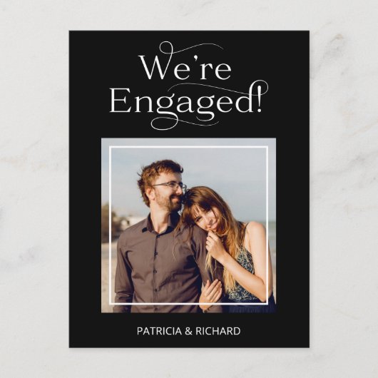 婚約の発表と写真の日付の保存 ポストカード (正面)